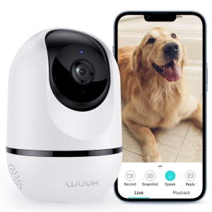 WUUK 4MP Caméra de sécurité intérieure, 360° Pan Tilt Cam pour Baby Monitor, Wi-Fi Caméra de sécurité pour chien ou chat, détection de mouvement & Suivi