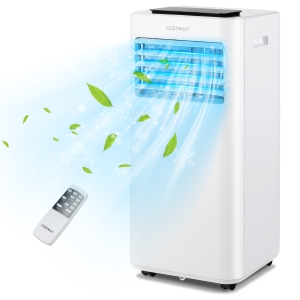 Costway 3-in-1 Portable Air Conditioner - 10000 BTU (350 sq ft Coverage) - 55dB, Window Kit, Remote - White