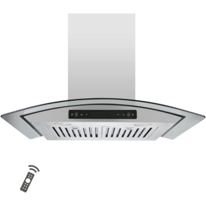 VESTA Amsterdam 800CFM 30'' Stainless Steel Wall Mounted Range Hood With 6 Speeds Touch/Gesture Control, 6'' Round Vent, Baffle Filters, LED Lights, and Chimney Suitable For 9ft