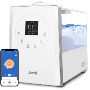 LEVOIT Humidifiers For Bedroom Large Room Home, 6L Top Fill Warm and Cool Mist for Whole House, Smart Wifi Alexa Control, Customized Humidity, Essential Oil, Sleep Mode, Timer, Whi