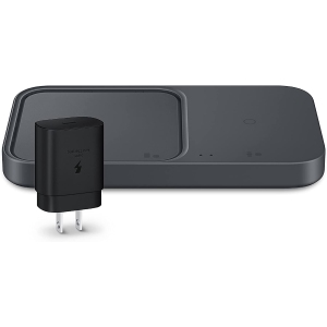 (OPEN BOX) SAMSUNG 15W Wireless Charger Duo w/ USB C Cable, Charge 2 Devices at Once, Cordless Super Fast Charging Pad (EP-P5400TBEGCA) - Black