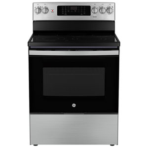 GE 30" 5.0 Cu. Ft. True Convection 5-Element Freestanding Electric Range with No Preheat Air Fry (JCB840STSS) - Stainless Steel