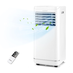 Costway 3-in-1 Portable Air Conditioner - 10000 BTU (350 sq ft Coverage) - 55dB, Window Kit, Remote - White