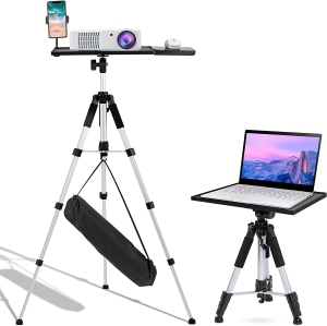 Projector Tripod Stand Adjustable, Universal Laptop Floor Stand, Portable Projector Stand with Phone Holder,