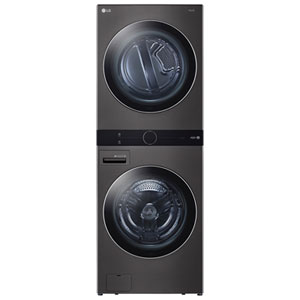 LG WashTower 5.2 Cu. Ft. AI ThinQ Steam Washer & 7.4 Cu. Ft. Gas Dryer - Energy Star (WKGX201HBA) - Black Stainless