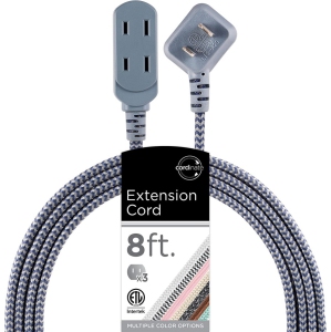 Cordinate 50715 3-Outlet Polarized Extension Cord, 8', Navy, 50715
