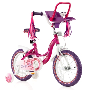 Costway 14" Kids Bike with Doll Seat Girls Bicycle with Training Wheels for 3-5 Years Old Girl