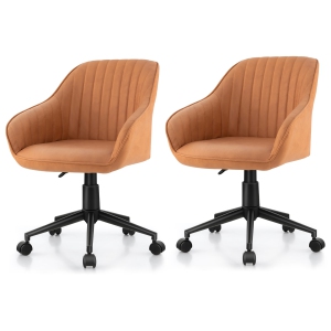 Gymax Ensemble de 2 chaise de bureau réglable fauteuil roulant pivotant chaise de bureau