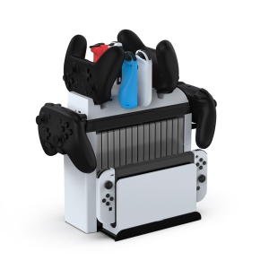 navor Multifunctional Games Organizer Stand with Charging Dock Station Compatible with Nintendo Switch & NS-OLED, Organize Pro-Controller, Joypad, Poke Ball Plus, 15 Gaming Discs
