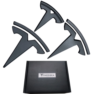 Tesla Model 3 Steering Wheel/Front Trunk/Rear Trunk Logo Sticker Car Logo Cover ABS Sticker 3PCS/Set for Tesla Model 3 Accessories (Matt Black)