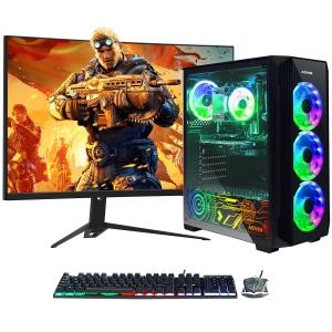 AQVIN Gaming PC Tower Desktop | Intel Core i7 Processor up to 4.0 GHz| New 27 inch Gaming Monitor | 32GB DDR4 RAM | 512GB SSD| AMD RX 580 8GB DDR5 | RGB | Windows 10 Pro | Wi-Fi