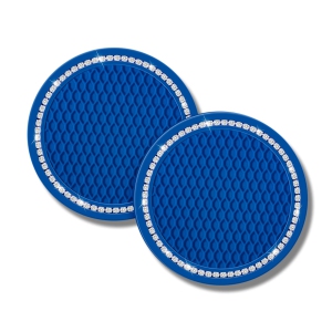 Bling Car Coasters Crystal Rhinestone Car Coaster 2.76 inch Silicone Diamond Car Cup Holder Coasters Suitable for Most Car Car Coasters for Women(2 Packs)