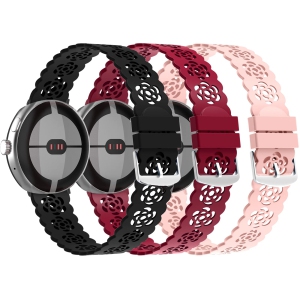 Elastic Nylon Bands & Soft Silicone Bands & Genuine Leather Bands Compatible for Google Pixel Watch,Waterproof Sport Straps Breathable Adjustable Replacement Wristbands for Women