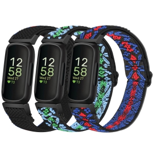 Elastic Nylon Sport Bands for Fitbit Inspire 3/Inspire 2/Inspire/Inspire HR/Ace 3/Ace 2 Women Men Kids, Adjustable Stretchy Comfortable Nylon Replacement Loop Wristbands 3 Pack