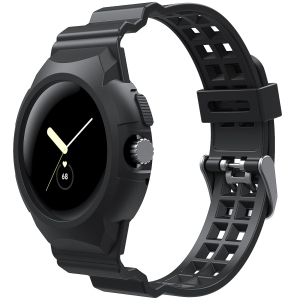 Band Compatible with Google Pixel Watch, Shockproof TPU Watch Bands with Bumper Case Women Men, Soft Silicone Sport Strap, Replacement Watch Straps for Google Pixel Watch