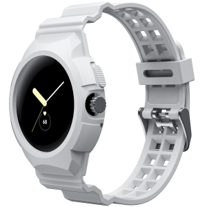 Band Compatible with Google Pixel Watch, Shockproof TPU Watch Bands with Bumper Case Women Men, Soft Silicone Sport Strap, Replacement Watch Straps for Google Pixel Watch