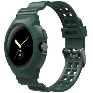 Band Compatible with Google Pixel Watch, Shockproof TPU Watch Bands with Bumper Case Women Men, Soft Silicone Sport Strap, Replacement Watch Straps for Google Pixel Watch