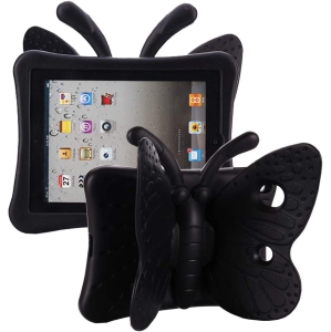 Silicone Butterfly Child Kids Protective Stand Case Kickstand Cover for iPad 10.2" 7th 8th 9th Gen. Air 3rd Gen. iPad Pro 10.5", Black