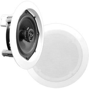 6.5” Ceiling Wall Mount Speakers - Pair of 2-Way Midbass Woofer Speaker 1/2'' Polymer Dome Tweeter Flush Design w/ 70Hz-20kHz Frequency Response & 200 Watts Peak Easy Installation