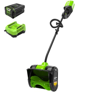 Greenworks 80V 12-Inch Electric Cordless Snow Shovel, 20ft Throwing Distance, Snow Thrower Blower Removal Tool for Patio/Driveway/Winter Storm, 2.0Ah Battery&Charger Included