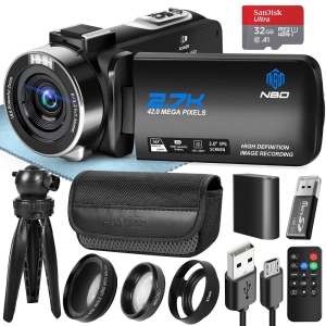 NBD Video Camera Camcorder 2.7K YouTube Vlogging Camera 3.0" IPS 42MP Digital Camera Recorder 18X Digital Zoom with 32GB SD Card