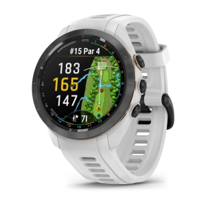 Garmin Approach S70 42mm Premium Golf GPS Watch - Black Ceramic Bezel with White Silicone Band Smartwatch