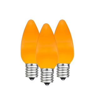 Novelty Lights 25 Pack C7 Ceramic Style LED Christmas Lights, Opaque Replacement Bulbs with E12 Base, Shatterproof Plastic, 3 Ultra-Bright SMDs Per Bulb, Energy Efficient 0.5W
