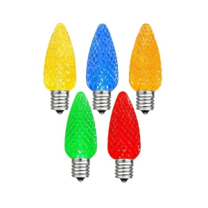 Novelty Lights 25PK C7 LED Faceted Ultra Bright Dimmable Outdoor Christmas Light Replacement Bulbs LED Replacement Bulbs, Led Bulbs, Outdoor Light Bulbs String Light Bulbs
