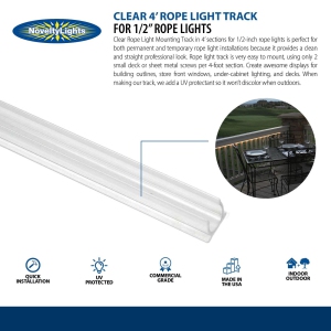 Novelty Lights 1/2 Rope Light Track, Mounting Rope Light, PVC Plastic, 3  Foot