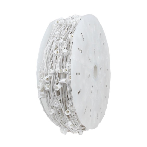 Novelty Lights 1,000 Foot C7 Christmas Stringer Bulk Reel, White Wire, 12" Spacing, Candelabra Base (C7/E12), SPT-2 10 Amp Wire