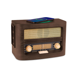 Fuse VINT Vintage Wood AM/FM Radio with Bluetooth Speaker & Wireless Charging | Mid-Century Modern Ash Wood Design