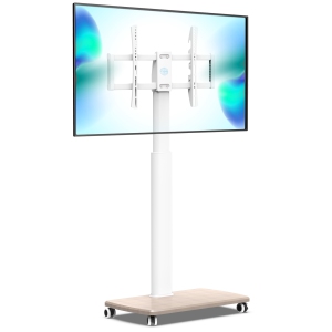 FITUEYES TV Stand with Wheels White for 32 to 70 Inch TV LCD LED Screen Mobile TV Cart with Swivel 60 Degree and Height Adjustable