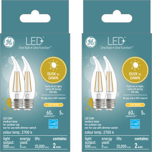 GE Lighting LED Dusk to Dawn Soft White 60W Replacement LED Clear