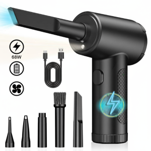 Compressed Air Duster 130000RPM Electric Cordless Air Blower, 3-Speed Adjustable, 7500mAh Rechargeable Battery, LED Light, Keyboard Cleaner for Computer, Car, Electronics