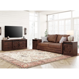WAMPAT Farmhouse TV Stand and End Table Set of 3,Modern Storage Entertainment Center for TVs Up to 65'', Square Wood Side Table with Drawers for Living Room,Brown