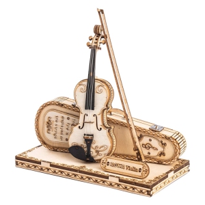 Mind Games 3D Wooden Puzzle Instrument Violin for Adults, Wooden Music Box Magic Cello Model Kits, Valentine's Day