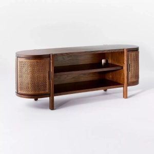 Portola Hills Caned Door Tv Stand For Tvs Up To 60" Walnut