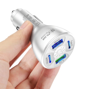2 Pack of USB Fast Car Charger USB Type C / PD Fast Charger 20W 4 Port Multi-Functional Charger Power Adapter Compatible with iPad iPhone and Android Cell Phone and Tablet
