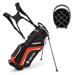 Costway Lightweight Golf Stand Bag with 14 Way Top Dividers 6 Pockets Cooler Bag Rain Hood