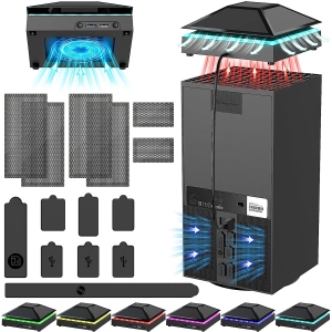 Upgraded Cooling Fan for Xbox Series X with RGB Color Light LED Strip, 3 Gears Adjustable Top Fan Cooling System with Rubber Dust Cover Filter Plugs, 2*USB Ports for Xbox Series X