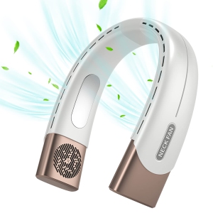 Personal Neck Fan, Hand Free Bladeless Rechargeable Bladeless Fan 5 Speeds with 3500 mAn Battery for Indoor & Outdoor (White)