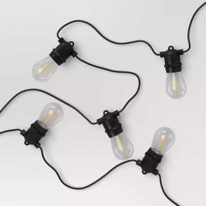 Drop Socket Solar Led String Lights With Edison Bulbs Black Wire