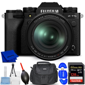 FUJIFILM X-T5 Mirrorless Camera with 16-80mm Lens (Black) - 7PC Accessory Bundle