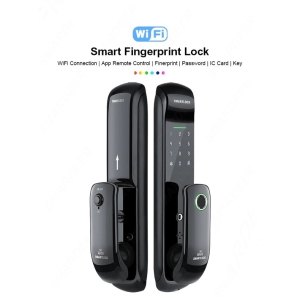ISPEKTRUM iSM08 Biometric Smart Door Lock with Keypad Keyless Entry Fingerprint Door Handlesets, Passcodes, Keys Unlock for Home, Apartment, Office, Front Door, Bedroom, Black
