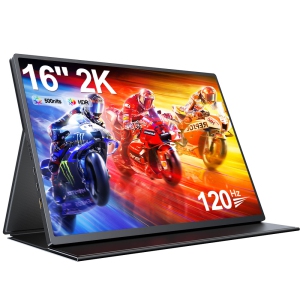 UPERFECT 120HZ Gaming Monitor 16" 2K QHD Laptop Monitor for PS5, Xbox, Nintendo Switch, HDR FreeSync