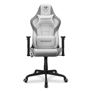 Cougar Armor Elite Office Gaming Chair - Ergonomic, High Back Premium Breathable PVC Leather Reclining Backrest Headrest & Lumbar Cushions, White
