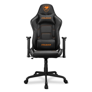 Cougar Armor Elite Office Gaming Chair - Ergonomic, High Back Premium Breathable PVC Leather Reclining Backrest Headrest & Lumbar Cushions, Black