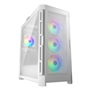 Cougar Duoface Pro RGB Mid Tower ATX Computer Case, Tempered Glass Side Panel, 4x 120mm ARGB Fans Pre-Installed, White