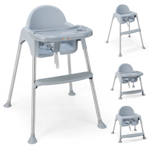 Babyjoy 4-in-1 Convertible Baby High Chair Feeding with Removable Double Tray& Footrest