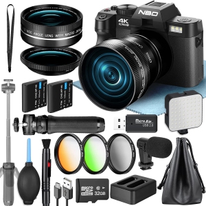NBD 4K Digital Cameras for Photography, 48MP Vlogging Camera for YouTube with Microphone & Tripod Grip, Video Camera with Wide-Angle&Macro Lens, Content Creator Kit & Travel Camera